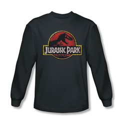 Jurassic Park - Mens Stone Logo Long Sleeve Shirt In Charcoal