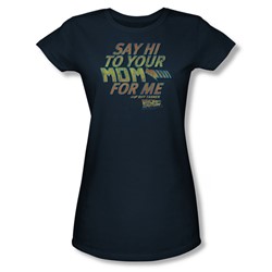 Back To The Future - Womens Say Hi T-Shirt In Navy