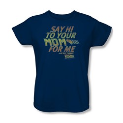 Back To The Future - Womens Say Hi T-Shirt In Navy