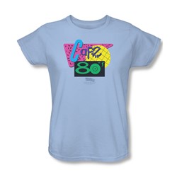 Back To The Future Ii - Womens Cafe 80'S T-Shirt In Light Blue