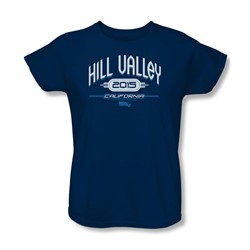 Back To The Future Ii - Womens Hill Valley 2015 T-Shirt In Navy