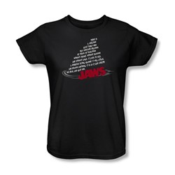 Jaws - Womens Dorsal Text T-Shirt In Black