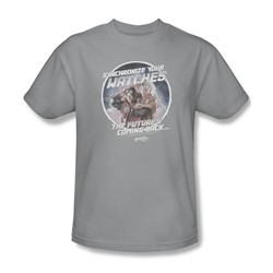 Back To The Future Ii - Mens Synchronize Watches T-Shirt In Silver