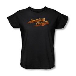 American Grafitti - Womens Neon Logo T-Shirt In Black