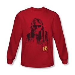 Hellboy Ii - Mens Splatter Gun Long Sleeve Shirt In Red