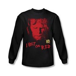 Hellboy Ii - Mens I Bet On Red Long Sleeve Shirt In Black
