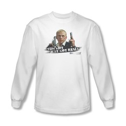 Hot Fuzz - Mens Just Got Real Long Sleeve Shirt In White