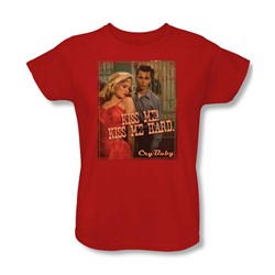 Cry Baby - Womens Kiss Me T-Shirt In Red