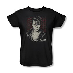Cry Baby - Womens Drapes & Squares T-Shirt In Black