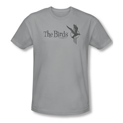 Birds - Mens Distressed T-Shirt In Silver