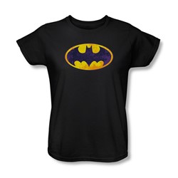 Batman - Womens Bm Neon Distress Logo T-Shirt In Black