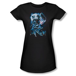 Batman - Womens Moonlight Cat T-Shirt In Black