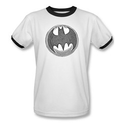 Batman - Mens Knight Knockout Ringer T-Shirt In White/Black