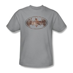 Batman - Mens Heavy Rust Logo T-Shirt In Silver