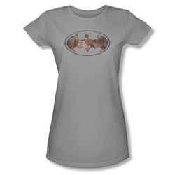 Batman - Womens Heavy Rust Logo T-Shirt In Silver