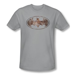 Batman - Mens Heavy Rust Logo T-Shirt In Silver