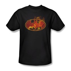 Batman - Mens Flames Logo T-Shirt In Black
