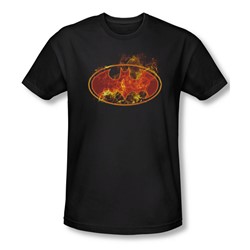 Batman - Mens Flames Logo T-Shirt In Black