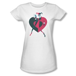Batman - Womens Harely Heart T-Shirt In White