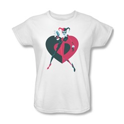 Batman - Womens Harely Heart T-Shirt In White