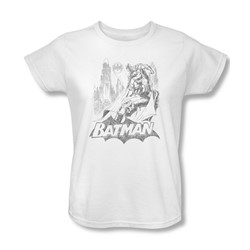 Batman - Womens Bat Sketch T-Shirt In White