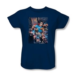 Superman - Womens Action Comics #1 T-Shirt In Navy