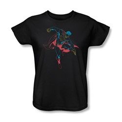 Superman - Womens Neon Superman T-Shirt In Black