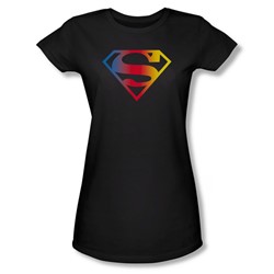 Superman - Womens Gradient Superman Logo T-Shirt In Black
