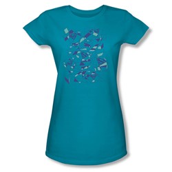 Superman - Womens Geo Scribbles T-Shirt In Turquoise