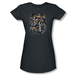 Superman - Womens Break On Through T-Shirt In Charcoal
