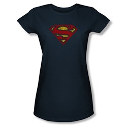 Superman - Womens Crackle S T-Shirt In Navy