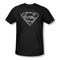 Superman - Mens Urban Camo Shield T-Shirt In Black