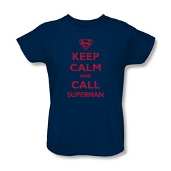 Superman - Womens Call Superman T-Shirt In Navy