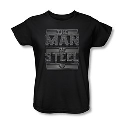 Superman - Womens Steel Text T-Shirt In Black