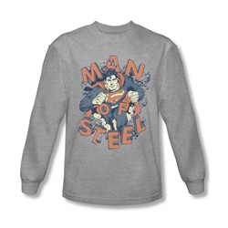 Superman - Mens Coming Through Long Sleeve Shirt In Heather