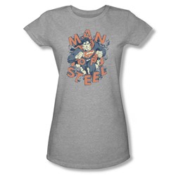 Superman - Womens Coming Through T-Shirt In Heather