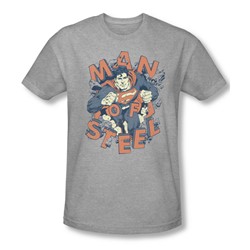 Superman - Mens Coming Through T-Shirt In Heather