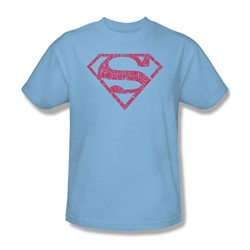 Superman - Mens Word Shield T-Shirt In Light Blue