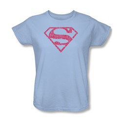 Superman - Womens Word Shield T-Shirt In Light Blue