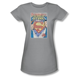 Superman - Womens Mos Cover T-Shirt In Silver