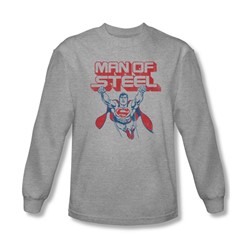 Superman - Mens Steel Retro Long Sleeve Shirt In Heather