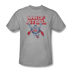 Superman - Mens Steel Retro T-Shirt In Heather