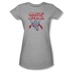 Superman - Womens Steel Retro T-Shirt In Heather
