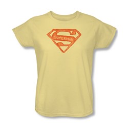 Superman - Womens Roughen Shield T-Shirt In Banana