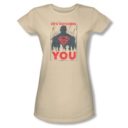 Superman - Womens He'S Watching You T-Shirt In Cream