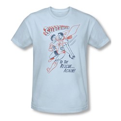 Superman - Mens To The Rescue T-Shirt In Light Blue