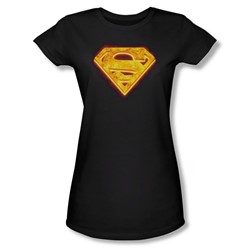 Superman - Womens Hot Steel Shield T-Shirt In Black