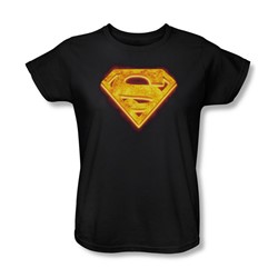 Superman - Womens Hot Steel Shield T-Shirt In Black