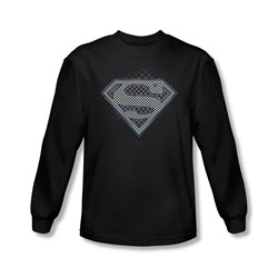 Superman - Mens Checkerboard Long Sleeve Shirt In Black