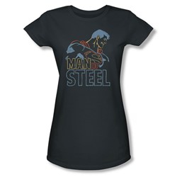 Superman - Womens Colored Lines T-Shirt In Charcoal